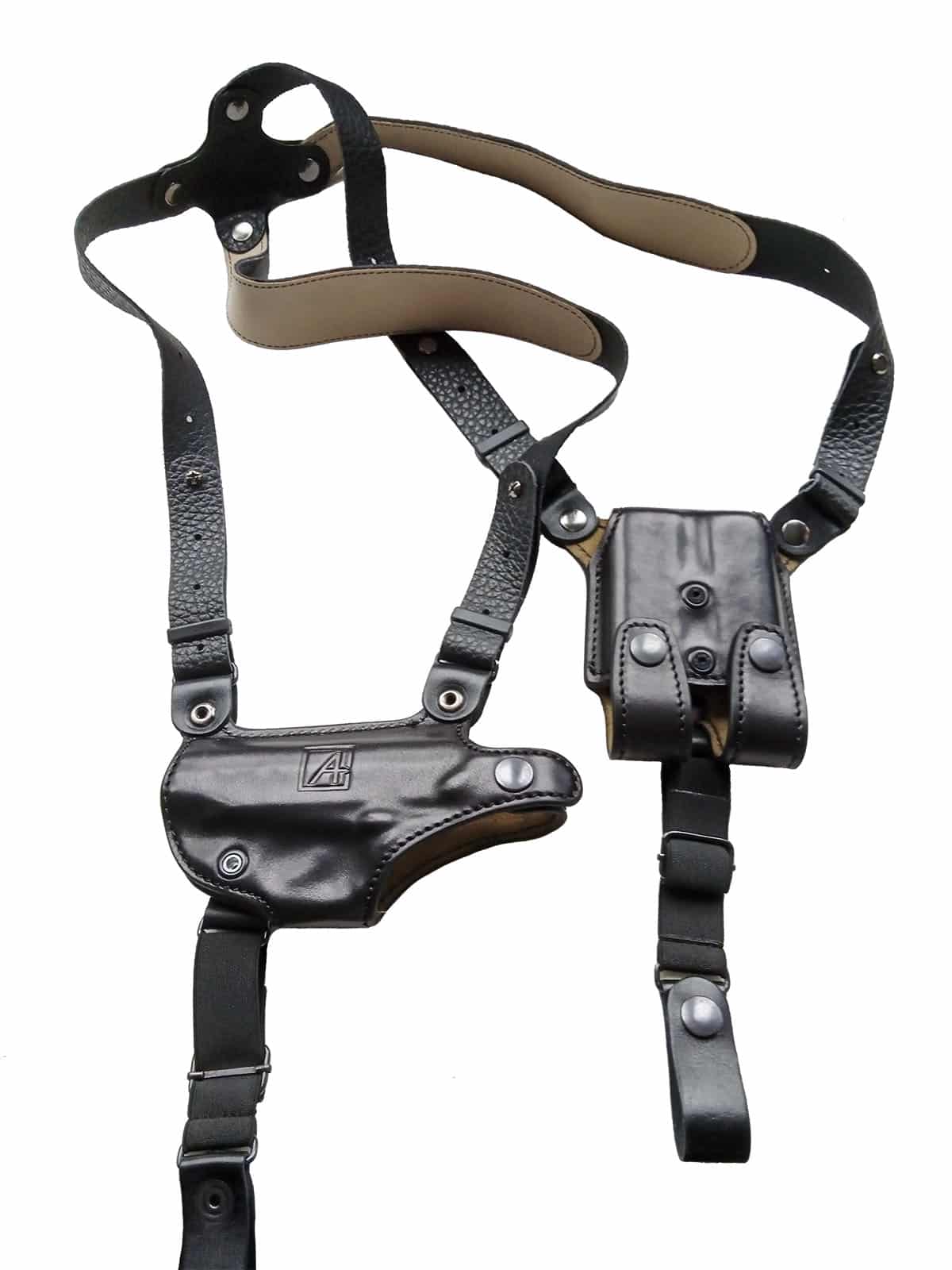 Кобура кожаная, плечевая с подсумком под 2 магазина для ПМ