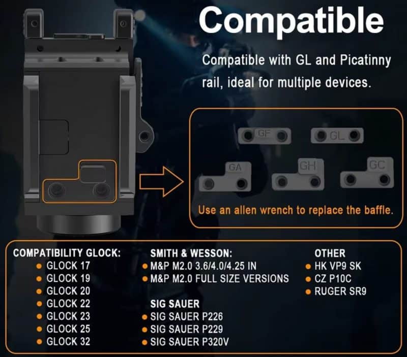 Тактичний ліхтар з лазером для зброї з кріпленням на планку Picatinny (800LM) - Зображення 7